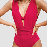White - Luxury Sculpting Swimsuit with Deep V-Neck