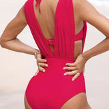 White - Luxury Sculpting Swimsuit with Deep V-Neck