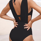 White - Luxury Sculpting Swimsuit with Deep V-Neck