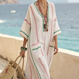 Caftan Dress "Apolline" – Sand & Coral