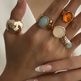 Open Ring Set with Rhinestones