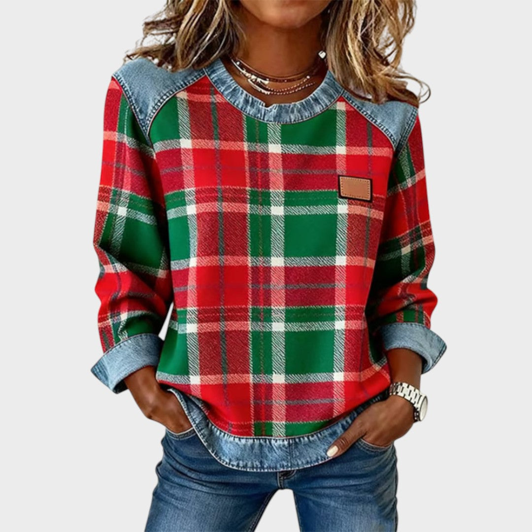 Iva | Sweater with Denim Details