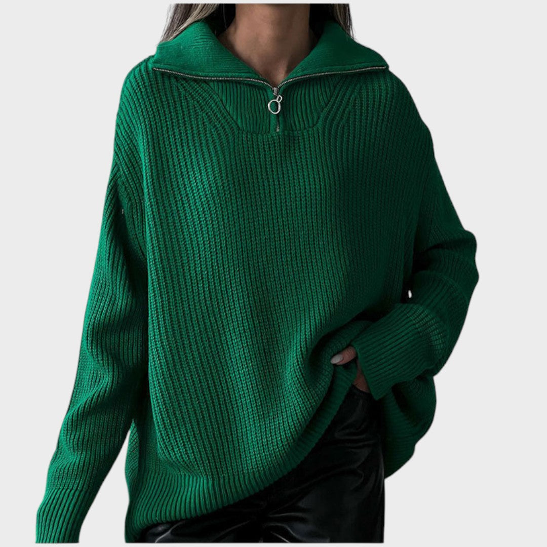 Eliana | High Neck Knitted Sweater with Zip