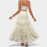 Midi skirt with lace