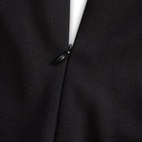 Nora | Black Dress with Belt and Mandarin Collar