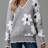PAULA | ELEGANT FLORAL SWEATER WITH V-NECK