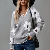 PAULA | ELEGANT FLORAL SWEATER WITH V-NECK