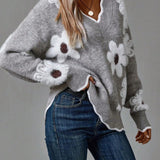 PAULA | ELEGANT FLORAL SWEATER WITH V-NECK