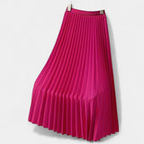Pleated Satin Maxi Skirt