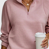 Helene V-Neck Jumper with Zip and Long Sleeves