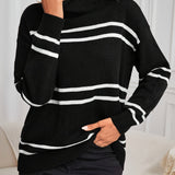 Thea – Striped High Neck Sweater
