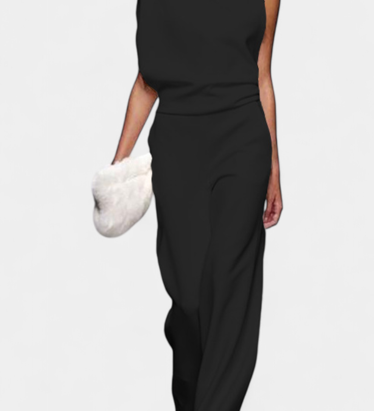 Etta Asymmetrical Fluid Leg Jumpsuit