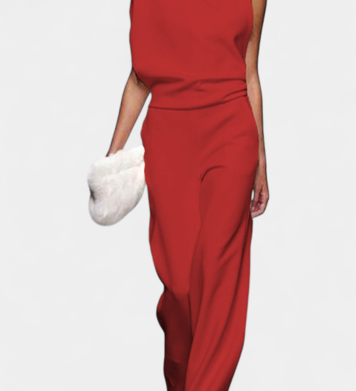 Etta Asymmetrical Fluid Leg Jumpsuit
