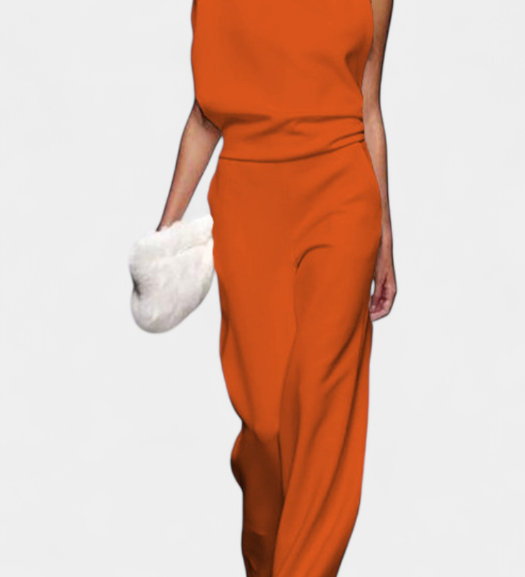 Etta Asymmetrical Fluid Leg Jumpsuit
