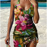 Filipa - Floral Graphic Tankini with Shorts, Flat Tummy Effect