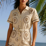 Seashell Mono T-Shirt with Shell Detail and Buttons