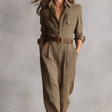 Celia - Check Print Jumpsuit with Sophisticated Details
