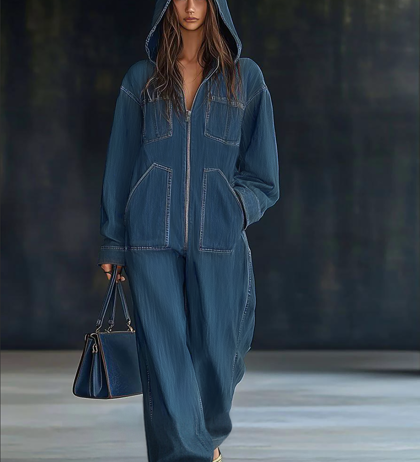 Tiria Long Sleeve Hooded Jumpsuit