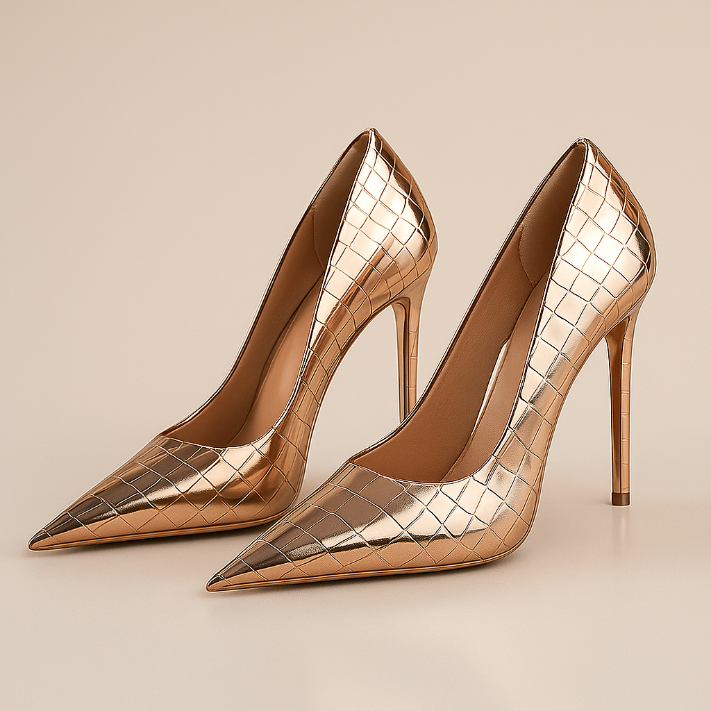 Noir Éclat™ – Sculpted Crocodile Heels