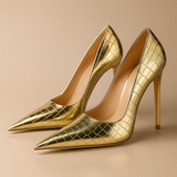 Noir Éclat™ – Sculpted Crocodile Heels