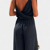 Donatila Cotton Jumpsuit with Side Openings and Crossed Neckline