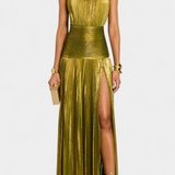 Emma | Metallic Backless Halter Dress