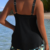 Serafina - Striped Tankini with Bikini Bottom in Two Pieces