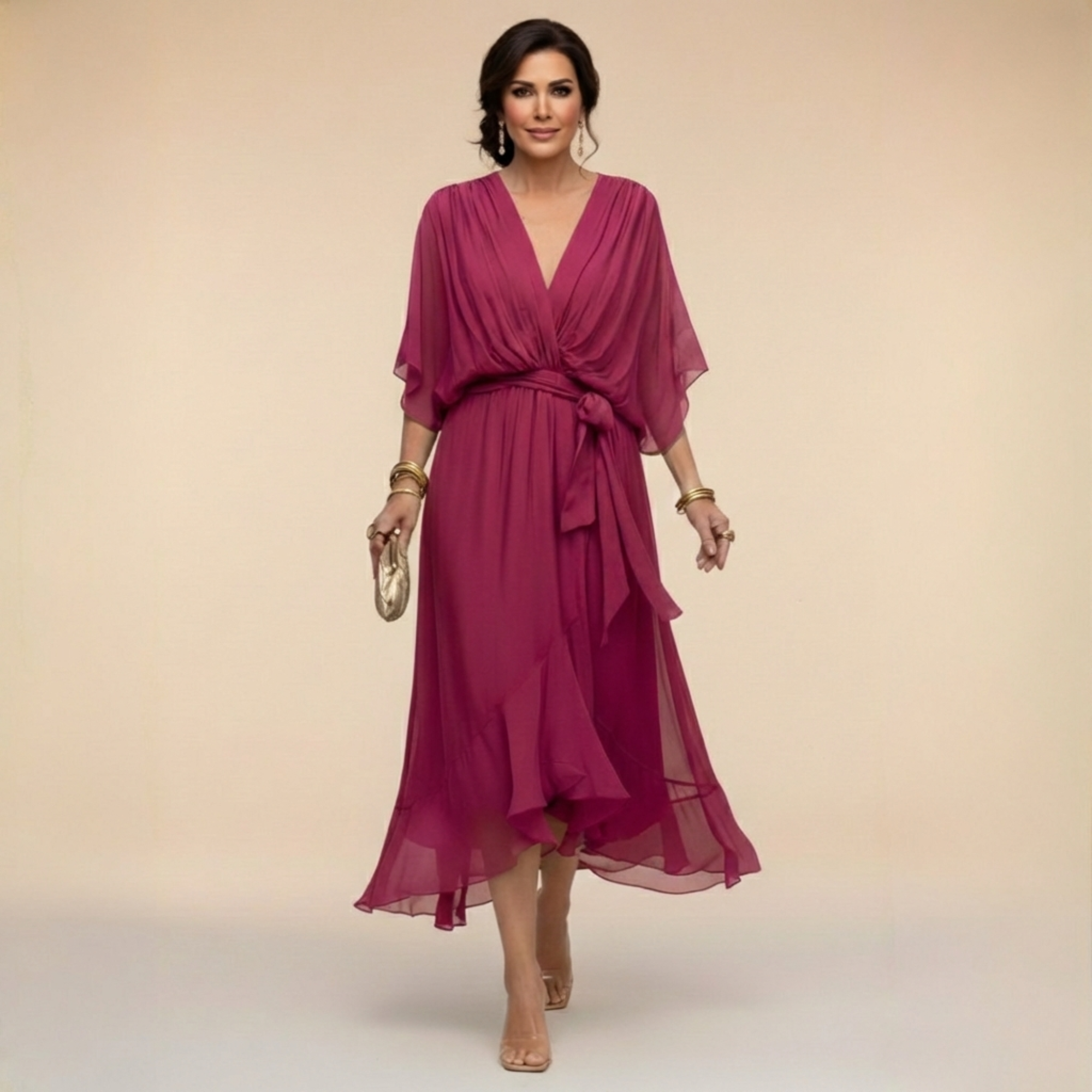 Monica | Chiffon Dress with V-Neck