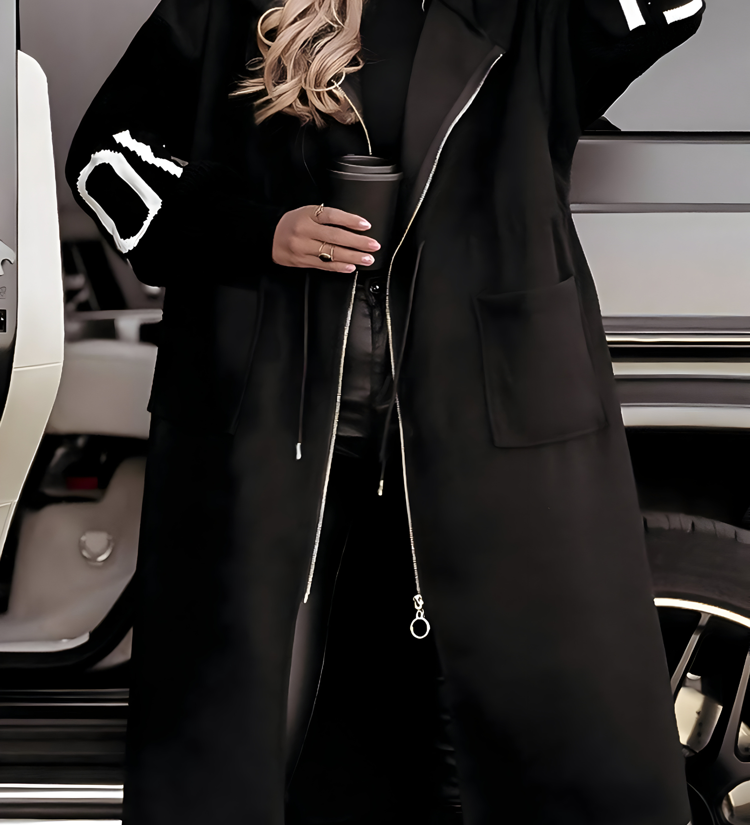 Elena | Women's Jacket with Knit Sleeves and Hood