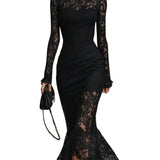 Veronika™ | Maxi Black Lace Dress
