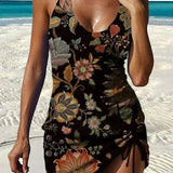 Filipa - Floral Graphic Tankini with Shorts, Tummy Control Effect