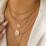 Geometric Metal Chain Pendant Necklace