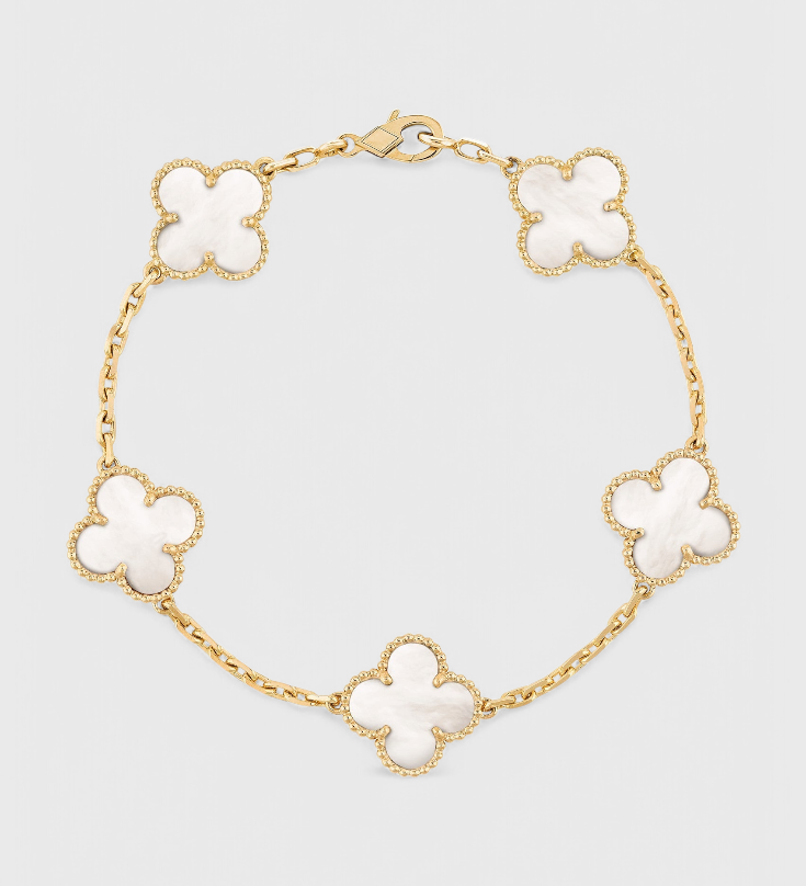 Clover Motif Bracelet with Elegance in Gold Plating