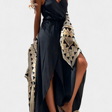 Donatila Cotton Jumpsuit with Side Openings and Crossed Neckline