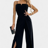 Prescillia Jumpsuit with Spaghetti Straps and Leg Slit