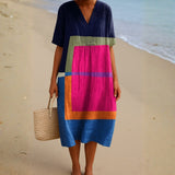 Jimena - Vestido de Bloques de Colores Vibrantes