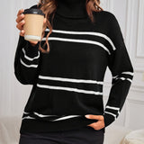 Thea – Striped High Neck Sweater