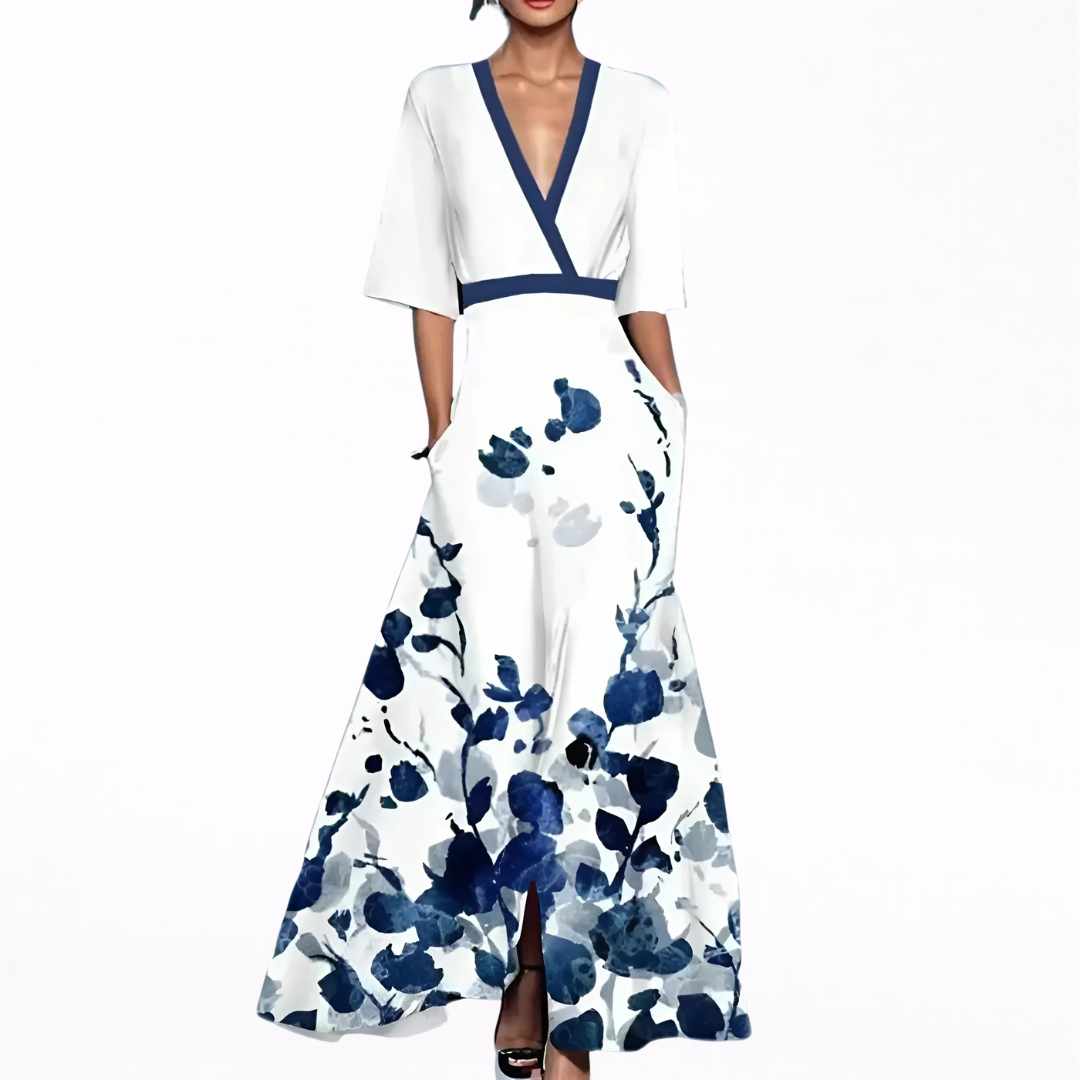 Valentina | Elegant Maxi Dress with Deep V-Neck
