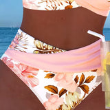Lorena - Bikini with contrasting floral print and slit