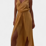 Donatila Cotton Jumpsuit with Side Openings and Crossed Neckline