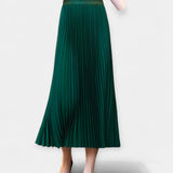 Pleated Satin Maxi Skirt