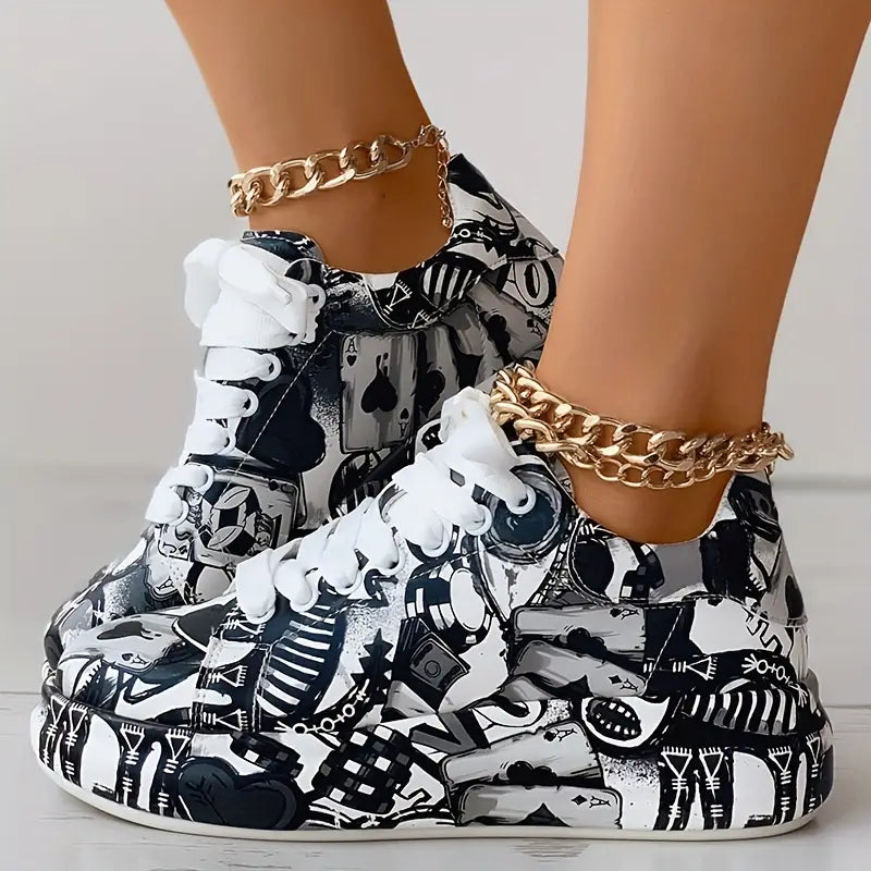 Veronika - Graffiti Design Trainers with Cushioning