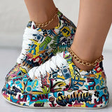 Veronika Graffiti Design Sneakers with Cushioning
