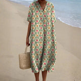 Francisca - Vestido Floral Retro en Verde Agua