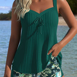 Serafina - Striped Tankini with Bikini Bottom in Two Pieces