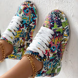 Veronika Graffiti Design Sneakers with Cushioning