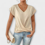 Elena | V-Neck Blouse with Button Detail