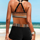 Marina - Bikini with Geometric Pattern and High Waist