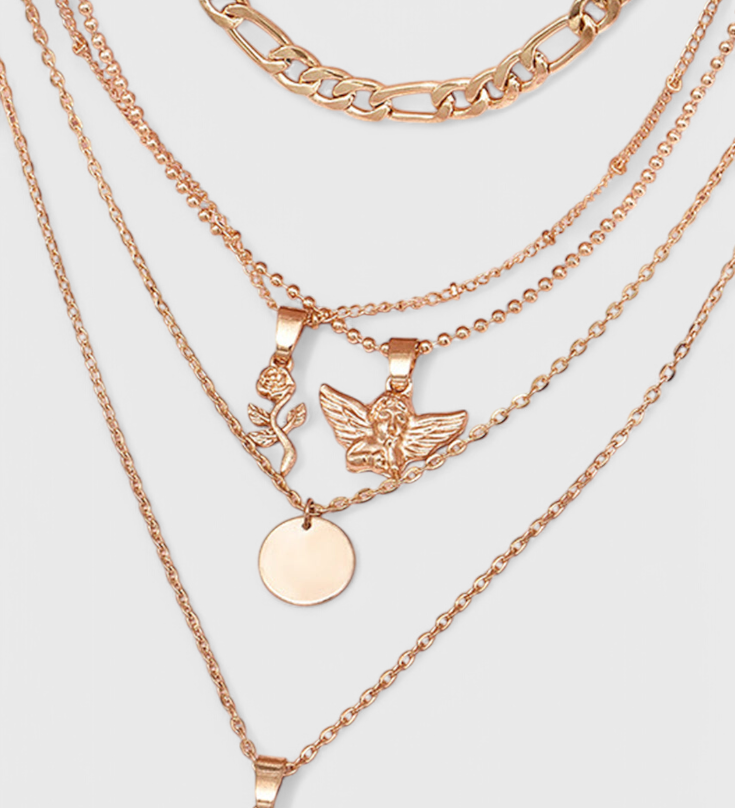 Rose and Angel Necklace
