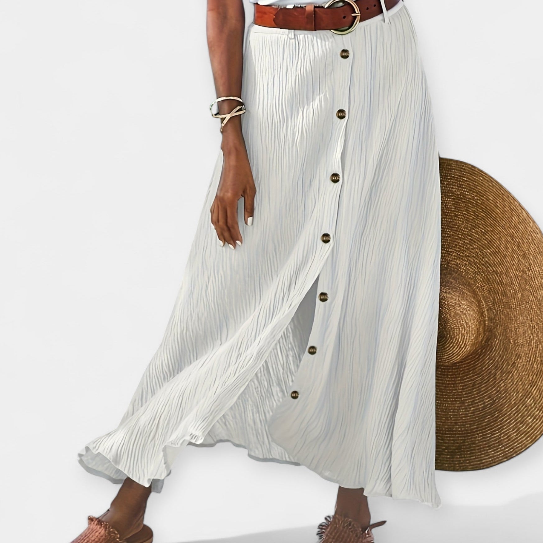Long Semi-Transparent Skirt with Opening